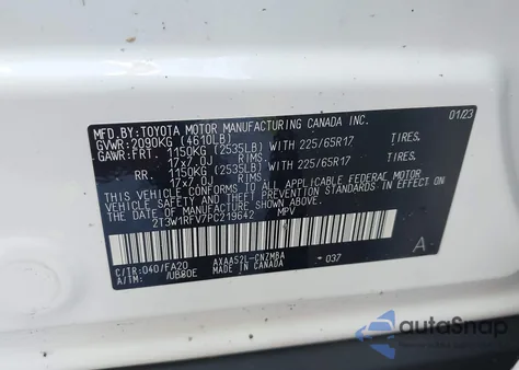 2023 Toyota Rav4 Xle z USA, uszkodzony, nr VIN 2T3W1RFV7PC219642